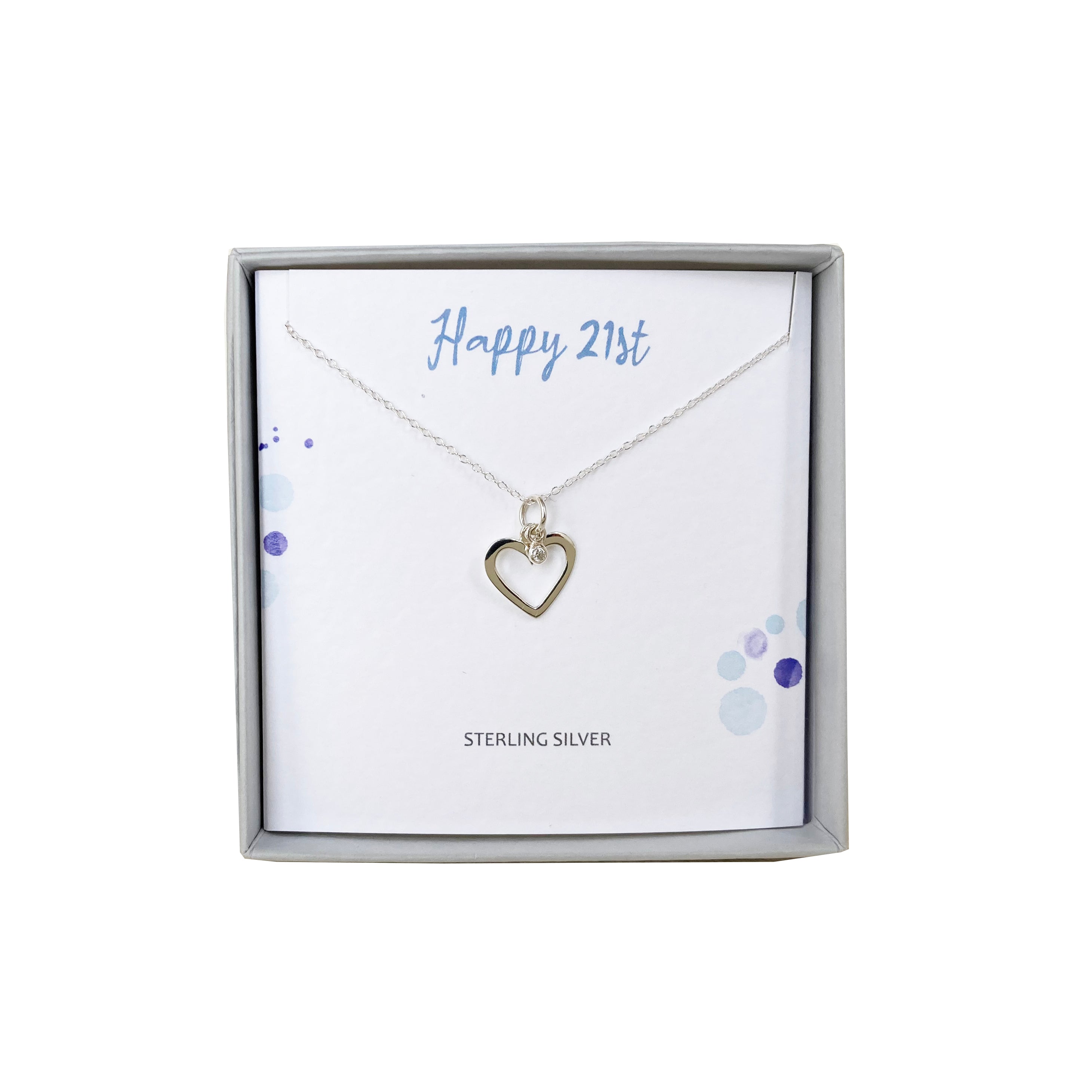 Silver Studio Wishes - Happy 21st Birthday pendant