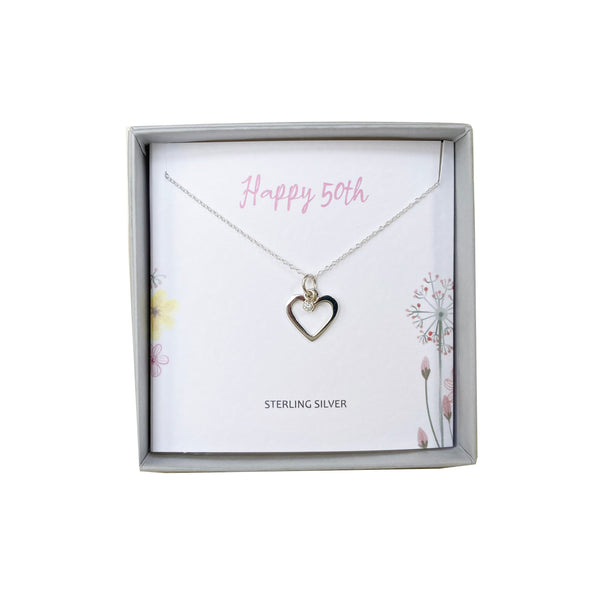 Silver Studio Wishes - Happy 50th Birthday pendant