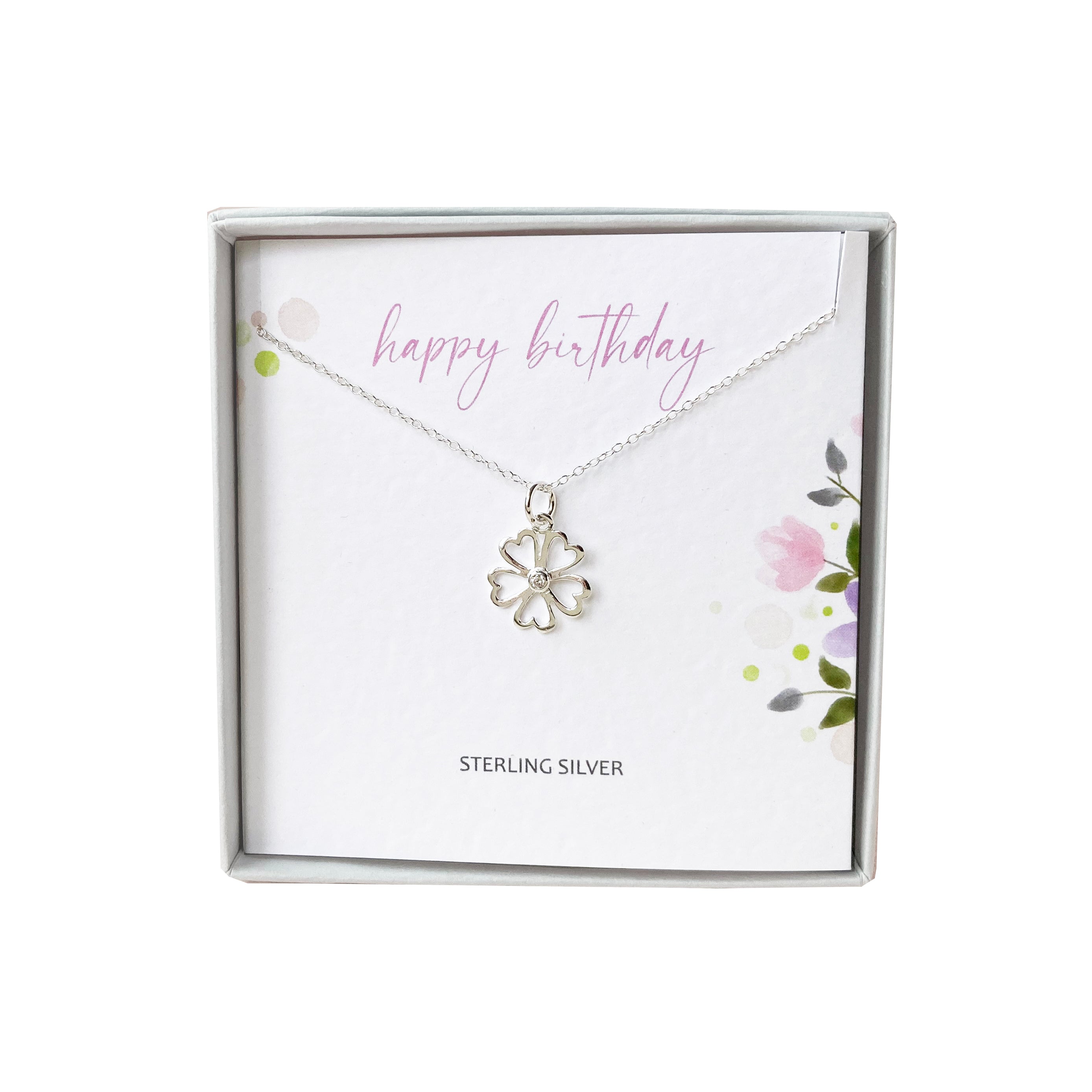 Silver Studio Wishes - Happy Birthday pendant