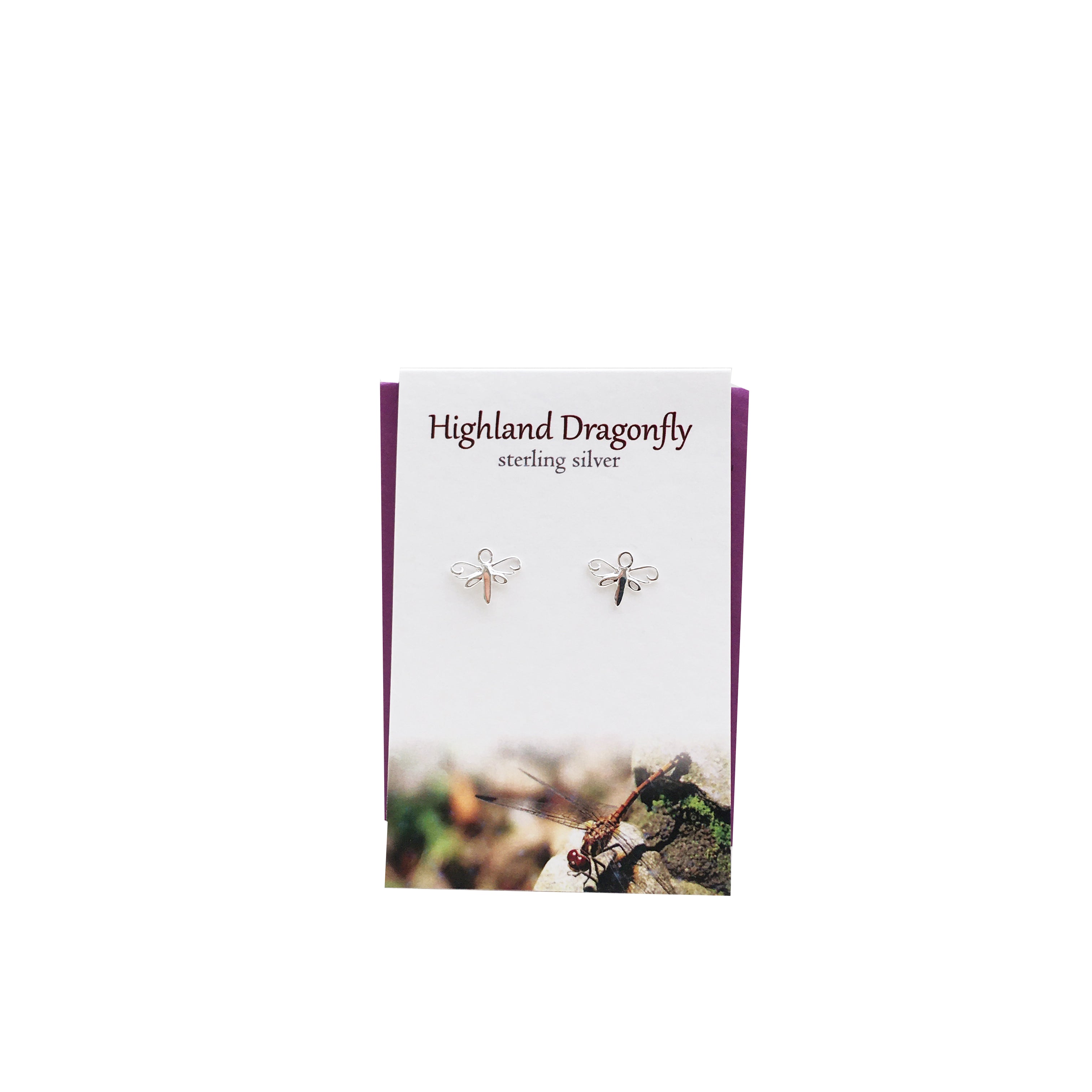 Highland Dragonfly silver stud earrings| The Silver Studio Scotland
