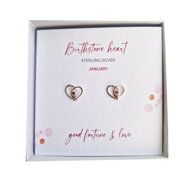 Silver Studio Wishes - January Birthstone Heart Stud Earrings