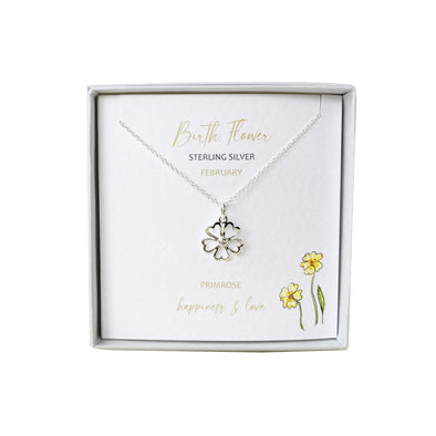 Silver Studio Wishes - February Primrose Birth Flower Pendant