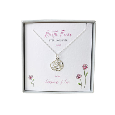 Silver Studio Wishes - June Rose Birth Flower Pendant
