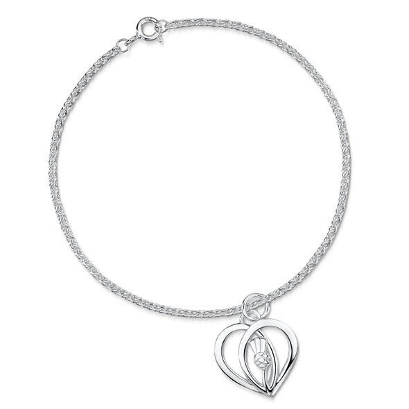 Scottish Thistle Heart silver bracelet | Glenna Jewellery Scotland