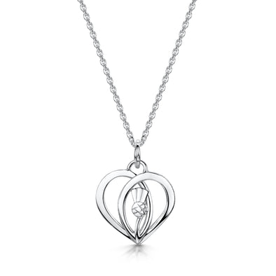 Scottish Thistle Heart silver pendant | Glenna Jewellery Scotland