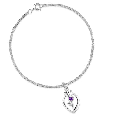 Scottish Thistle Amethyst Crystal silver bracelet | Glenna Jewellery 