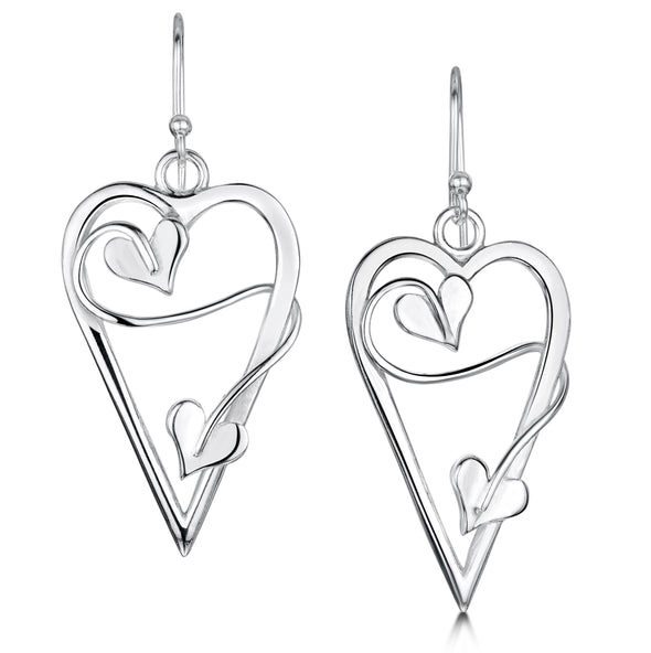 Sweetheart Long Drop Silver Earrings| Glenna Jewellery Scotland