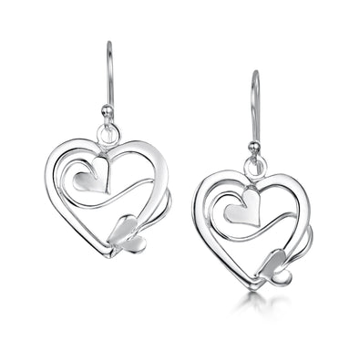 Sweetheart Drop Silver Earrings Medium | Glenna Jewellery Scotland